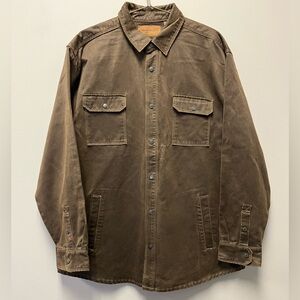 Clearwater Outfitters Brown Waxed Canvas Snap Front Shirt Jacket—XL